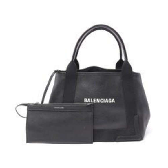 Balenciaga Navy Blue Cabas Tote Bag Leather Black - Picture 1 of 7